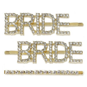 Bride Hair Clip One Size Gold tone 3 piece Set 1488